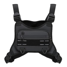 Muserise Sports Chest Bag For Men, Water Resistant Lightweight Front Running Vest Bag With Built-In Phone Holder & Extra Storage For Workouts, Cycling (Black)