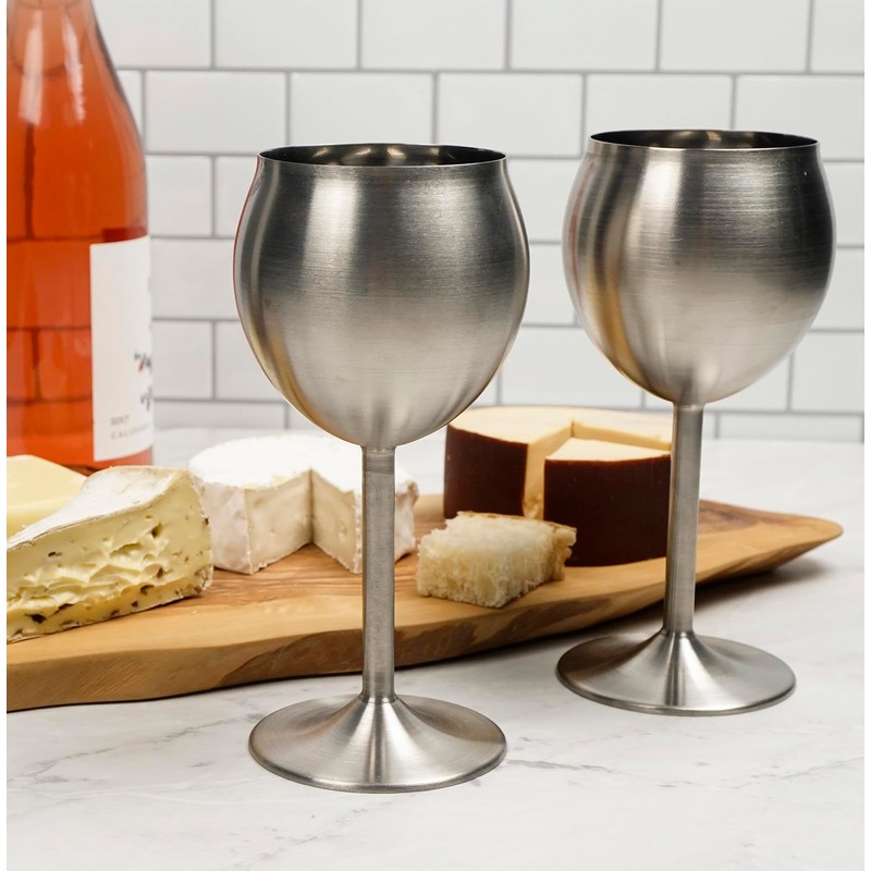 RSVP Endurance Stainless Steel Wine Glass, Set of 2