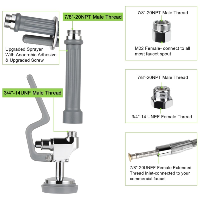 Spray Valve with 45" Pre Rinse Hose, Pre Rinse Sprayer