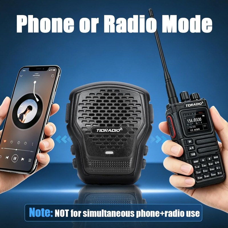 TIDRADIO Wireless Speaker Mic with Programmer Adapter,for 2-Pin K-Port GMRS/Ham