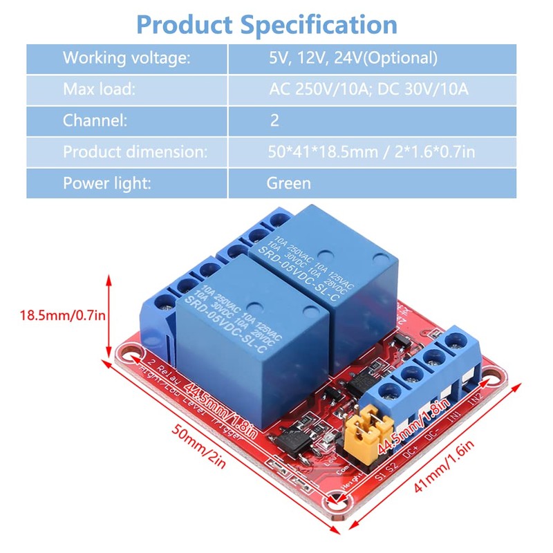 Keenso 2 Channel Relay Module Relay Card with Optocoupler Low