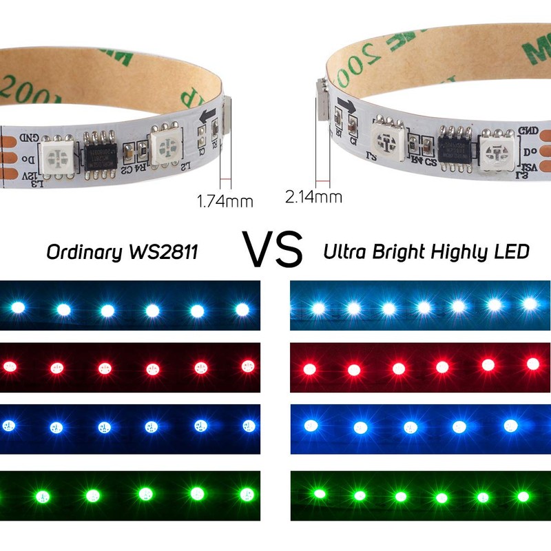 BTF-LIGHTING WS2811 Addressable LED Strip Ultra Bright 5050SMD RGB 60LED/m