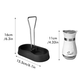 Salt and Pepper Shakers Set, Stainless Steel Salt and Pepper Sets with Condiment Holder, Salt and Pepper Pots Condiment Set for Restaurant, Wedding, Housewarming Gifts (Black + White)