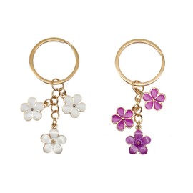 2Pcs Cute Flower keychains for Women, Aesthetic Charm Flower Keychain Charms, Bag Purse Charms Car Key Ring for Handbags Backpacks（Rose White）