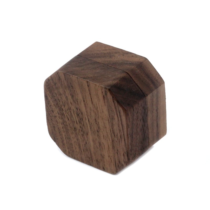 Tighall Black Walnut Wood Portable Proposal Ring Box, Octagonal Ring