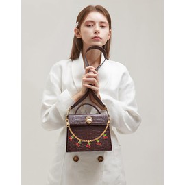 WOWORAMA Fruit Bag Pendant Chain for Women Cherry Heart Keyring Bag Extension Chain Fruit Cherry Purse Pendant Handle Chains, cherry charm, Unit size