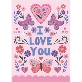 Sellers Publishing RSVP Butterflies and Hearts with Country Style Floral Patterns Juvenile Valentine's Day Card for Girl