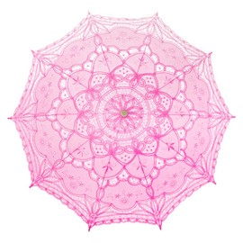 TopTie Vintage Pink Lace Parasol, Wedding Bridal Umbrella, Photograph Parasol, Party Decorations Supplies