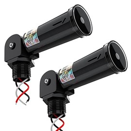 2 Pack Photocell Sensor Switch, Dusk to Dawn Photoelectric Switch 120-277V, IP65 Waterproof Photo Cell Sensor with Swivel Mount, Outdoor Conduit Lighting Control for Wall Pack, Shoebox, Porch Lights