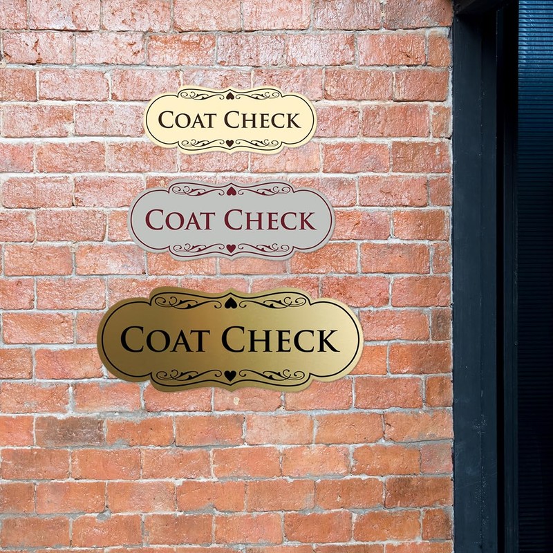 Signs ByLITA Designer Coat Check Sign (Navy Blue/White) - Large