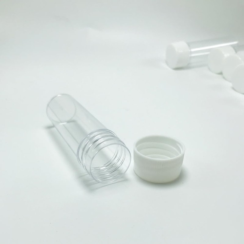 12Pcs 25ML Empty Clear Plastic Test Tubes with White Screw