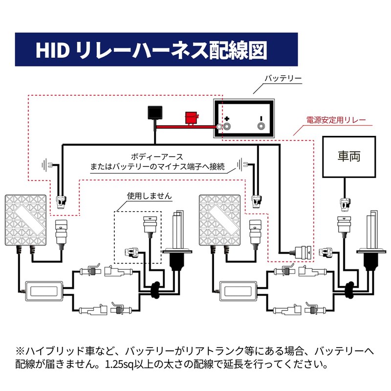 fcl.(エフシーエル) HB4 HB3 LED HID シングル 電源安定用リレーハーネス タイプA 1本