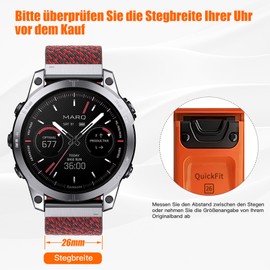 NotoCity Replacement for Fenix 5X Plus/5X/6X Pro/6X/7X/7X Pro/3/3 HR Bracelet, Quickfit 26 mm Nylon Bracelet for Enduro/Enduro 2, Instinct 2X, Descent MK1/2/2i/3/3i/Tactix, Epix 51 mm, Quatix 7X/7X