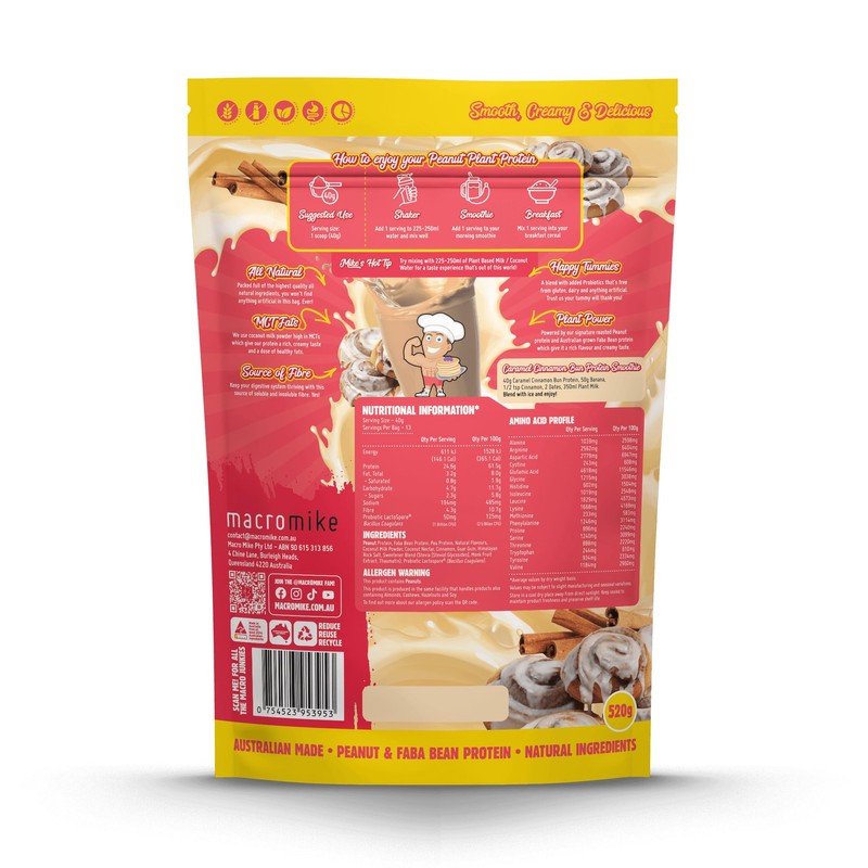 Macro Mike Caramel Cinnamon Bun Peanut Butter Plant Protein 500