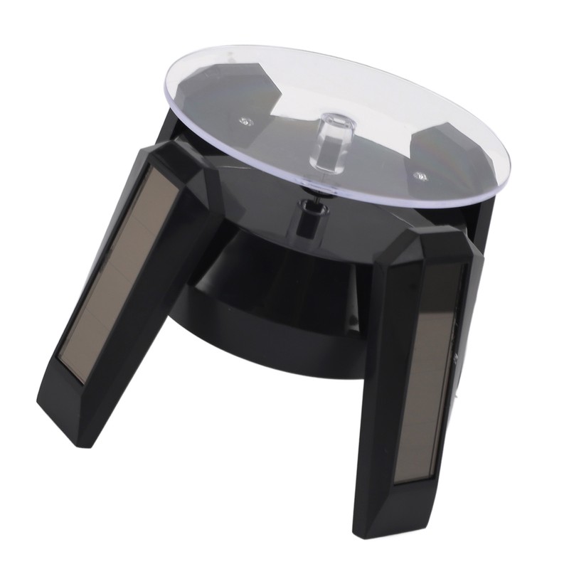 LED Jewelry Display Turntable Solar Powered Rotating Stand Blue Led