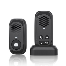 PANDAAR Wireless Doorbell, Wireless Intercom System for Home, 984ft Vioce Intercom Distance, 4 Volume Levels,Rechargeable Battery,Waterproof,Doorbells for House Classroom (Black)
