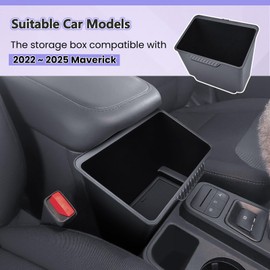 RUNROAD Center Console Storage Box Compatible with 2022 2023 2024 2025 Ford Maverick Accessories, Armrest Trash Can For Maverick Insert Middle Console Organizer Catch-all Bin Multi-Function Cup Holder