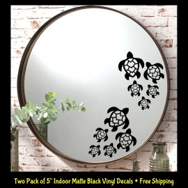 Signage Cafe Sea Turtles Two 5" Indoor Removable Matte Black Vinyl Wall Mirrors