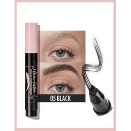 Erinde Eyebrow Pen with Angled Brush, Liquid Microblading Eyebrow Pencils for Women, Hair-Like Strokes Brow Pen, Waterproof, Smudge-Proof, Long Lasting Eyebrow Pencil for Natural Brows, 05 Black