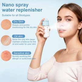 Nano Facial Mister Portátil Mini Cool Mist Teléfono Móvil Pulverizador Profesional Atomizador Humidificador Facial Vaporizador Facial Hidratante e Hidratante Spa Belleza Dispositivo (Blanco)