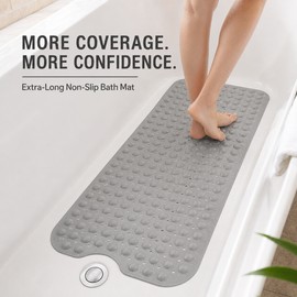 Extra Long Non-Slip Bathtub Mat with Suction Cups, 40 x 16 in