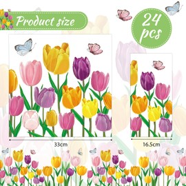 Yamobi 20 Pieces Napkins Spring Vintage Tulips for Table Decoration, Floral Pattern, Watercolour Tulips, Ideal for Weddings, Decoupage and Napkin Techniques 33x33cm
