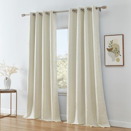 HLC.ME Camden Decorative 100% Full Blackout 2 Layer Winter Heat Cold Thermal Insulated Energy Savings Floor Length Thick Window Curtain Draperies Grommet Panels for Bedroom, Set of 2 (50 x 84, Ivory)