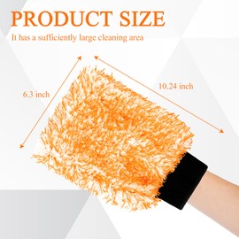 Hbxdeco 2PCS Car Wash Mitt, 11"×8" Cyclone Microfiber Cleaning Mitt for Cars, Scratch-Free & Lint-Free, Double Sided Automotive Washing Gloves, Universal Auto Cleaning Supplies (Orange+White)