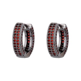 OYOGAAA Black Hoop Earrings For Men Colorful Cubic Zirconia Red Green Black Daimond Cartilage Black Earrings Fashion Trendy Women Mens Hoop Huggie Earrings Aretes Negros Para Hombre-Red