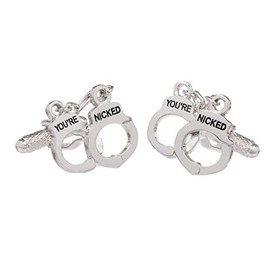Handcuffs You're Nicked Police Prison Style Cufflinks In Onyx Art Cufflink Box, One Size, Silver