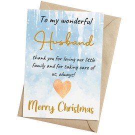 TRIDECOR Christmas Card For Husband, Romantic & Sweet Card For Him from Wife - Folded 5"x7" Card with Foil Text, Includes Envelope & Sticker, Lovely Xmas Card