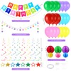 Rainbow Birthday Decorations Set, Party Balloons with Happy Birthday Banner