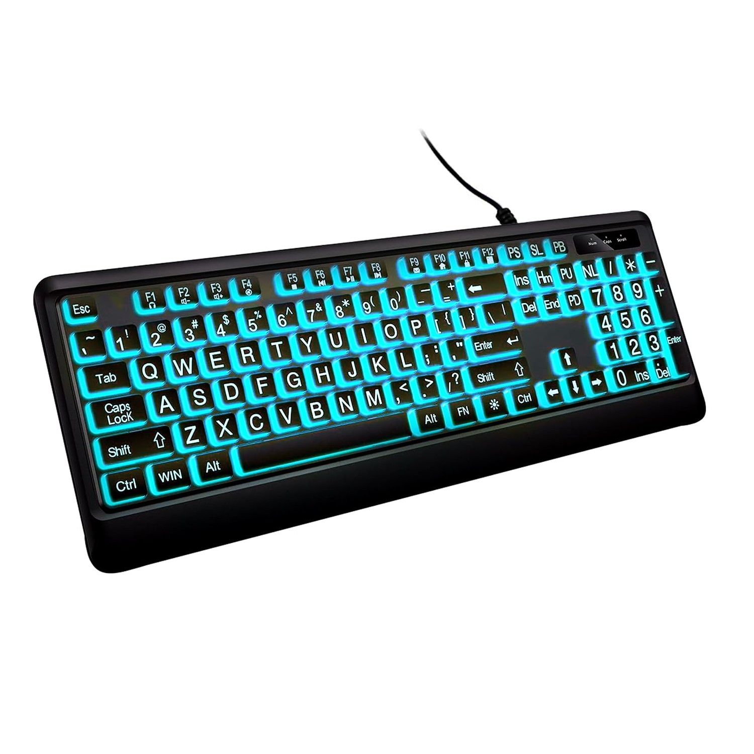 Large Print Backlit Keyboard, Wired Lighted Computer Keyboards with 7 ...