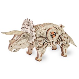 EWA Triceratops Top-Grade Plywood 3D Mechanical Model Construction Kit. Pre-Cut Design. DIY Assembly. 283 Pieces. Suitable for 14+ Years., natural