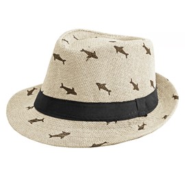 FakeFace Kids Fedora Bucket Hat Short Brim Trilby Cap Summer Beach Jazz Cap for Boys Girls 4-6 Years Beige Yellow
