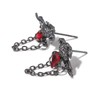 Gothic Black Crow Earrings for Women Red Rhinestone Raven Earring