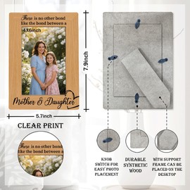 Mother Daughter Photo Frame, Mother Gift from Daughter, Best Mom Gifts, Rustic Picture Frames 4x6 Inches for Wall & Tabletop Display, Photo Gifts Wooden Picture Frame, Mom Birthday Gift
