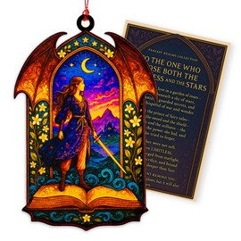 Book Ornament - acotar Gifts for Women - Book Ornaments for Christmas Tree - velaris - Acotar Merch - Xmas Ornament 2025 - Suncatcher Effect Stained Glass Window Hanging - car Hanging