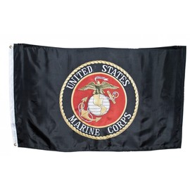 3x5 Black USMC Marines Marine Seal Flag super polyester flag Double Sided Sewn 2ply brass grommets