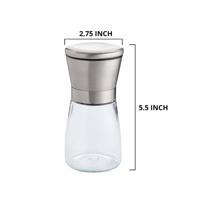 HIC Kitchen Adjustable Spice Grinder with Ceramic Mechanism, Set of