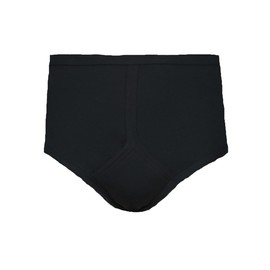 Washable Incontinence Brief for Men - Y-Front - Built-in Absorbent Pad with Waterproof Back - 220mls - Black/White - 100% Cotton (XLarge (41-44" Waist), Black)