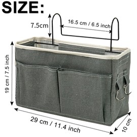 Qanye 2 Pieces Bed Organiser for Hanging, Hanging Bag Organiser, Multifunctional Bed Bag, Bed Organiser, Bed Bags, for Office, Kitchen and Bedroom Bed (Black/Dark Grey)