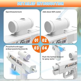 Prank Water Gun, Prank Two-Way Water Gun - Self-Soaking Spray Front & Back, Hilarious Gag Gift & Novelty Toy for Parties, Summer Fun (White)