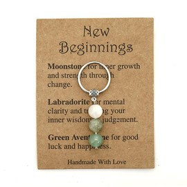 New Beginnings Gifts Keychain for Women Moving Going Away Gifts for Coworker Best Friend Goodbye Leaving Gift for Colleagues Sister Inspirational Gift Natural Crystal Key Chain