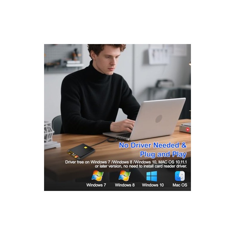 CAC Lector de Tarjetas Inteligentes, Reader USB C, Consulta saldo