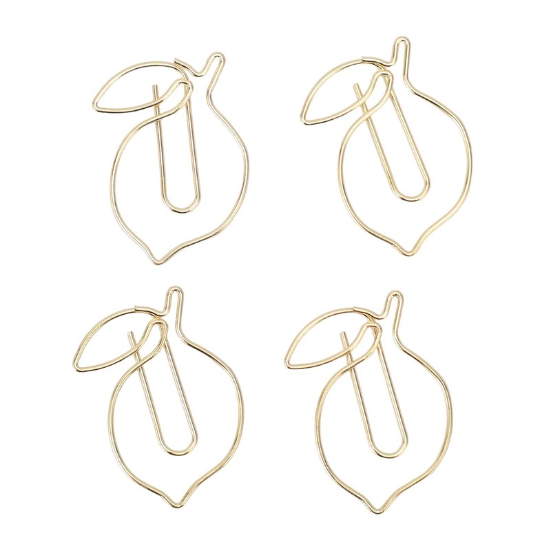 Pack of 100 Paper Clips, Cute Lemon Design Golden Bookmark