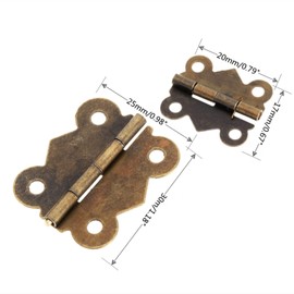 dophee 12Pcs Antique Brass Butterfly Hinge for Jewelry Chest Box Wood Cabinet Door Decor, 30mx25mm/1.18"x0.98"- Big