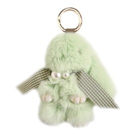 Unpafcxddyig Bunny Keychain Cute Soft Artificial fur Keychain Car Handbag Keyring,Pearl green