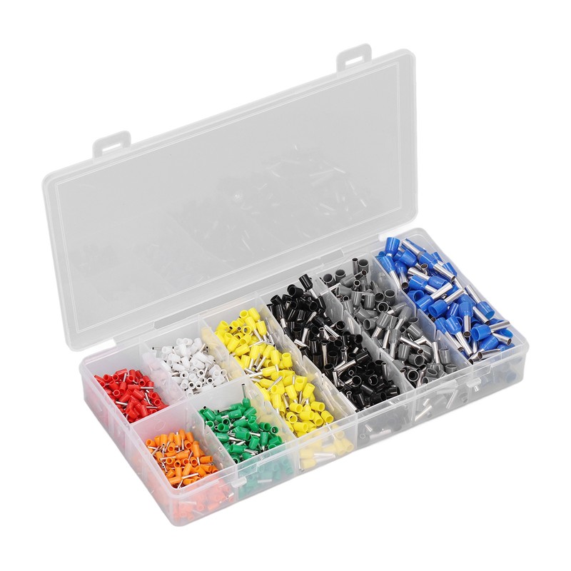 1000Pcs Wire Ferrules Terminals Kit Brass PP Ferrules Crimping Kits