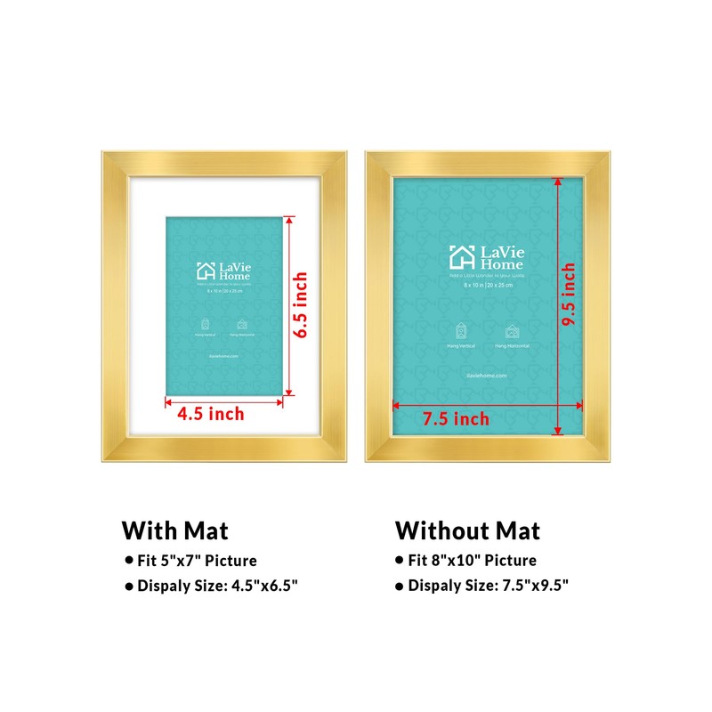 LaVie Home 8x10 Picture Frame Gold, 8 x 10 Frame